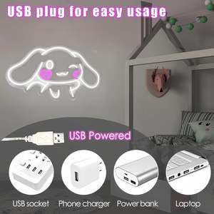 Letrero LED de neón con diseño de Cinnamoroll, ideal para decoración de pared de dormitorio, estilo japonés, regalo para chicas y fanáticas del anime - Product Image 3