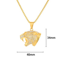 Main Animal Léopard Tête Tête Non Ternir Cubique Zircone Non Ternir Étanche En Acier Inoxydable Bijoux De Mode Pendentifs Homme Hommes