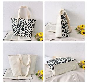 Fashion Large Capacity Weekender Beach Leopard Printed <b>Canvas</b> Tote Bag <b>Handbag</b> for Women Girls - Product Image 3
