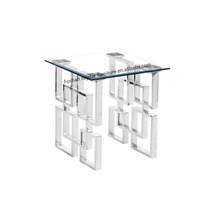 Table basse moderne en acier inoxydable, table d'appoint de luxe en argent pour mariage