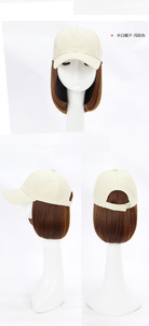 Chapeau perruque intégré femmes <span class=keywords><strong>cheveux</strong></span> courts mode casquette Simulation <span class=keywords><strong>cheveux</strong></span> bob perruque chapeau - Product Image 5