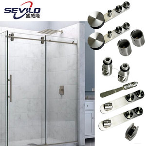 Kit de porte coulissante en acier moderne Selivo pour salle de bain, quincaillerie, ensemble de fixation pour salle de douche, système de porte coulissante pour douche - Product Image 1