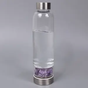 Rental Natuurlijke Amethist Kristal Grind Steen Doordrenkt Edelsteen Crystal Punten Rvs Glas Water Fles