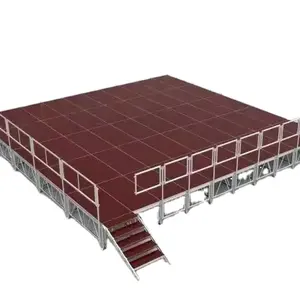Marco de piso de escenario de vidrio templado de aleación de aluminio Plataforma en T Truss Escenario móvil Tienda Escenario DE BODA Truss de aleación de aluminio