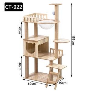 Furnitur kayu Modern untuk mainan kucing, mainan menara tempat tidur gantung hewan peliharaan, bingkai memanjat termasuk kucing menggaruk karton - Product Image 6
