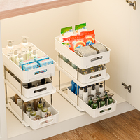Organiseurs de rangement multifonctionnels de haute qualité pour la maison et la cuisine, organiseurs sous l'évier à 3 niveaux, étagères et supports de rangement
