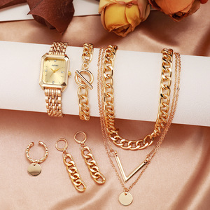 LP36 New Five-Piece <strong>Set</strong> with Box Jewelry and <strong>Watches</strong> for Women <strong>Fashion</strong> Luxury Style Quartz <strong>Watch</strong> Necklace Chain Bracelet Reloj - Product Image 4