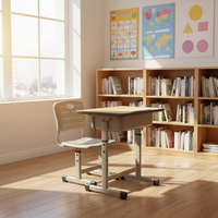 Bureau et chaise d'étude individuels réglables en hauteur pour étudiants, modèle simple et très vendu