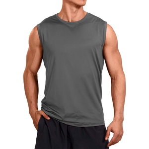 T-shirts en gros de polyester de gymnase athlétique d'entraînement sans manches 100 pour des hommes T-shirts élégants en vrac plaine - Product Image 5