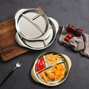 Yurtrain Plateau Coréen Moderne <span class=keywords><strong>Simple</strong></span> en Acier Inoxydable à Double Poignée, Durable et Créatif, pour Sauce Barbecue et Collations Intégrées - Product Image 1