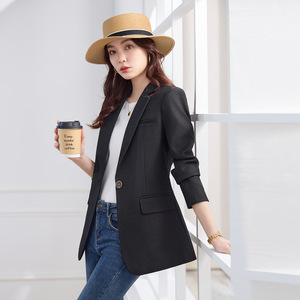 Women's Blazer Dark Brown Wool Slim Fit Solid Color Suit Top For Casual Wear - Product Image 2