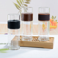 Bouteille à thé en verre écologique avec infuseur, gobelet isotherme en verre borosilicate réutilisable à double paroi pour la maison