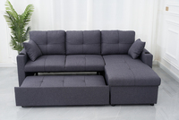 Sofá Cama Esquinero Multifuncional Moderno para Apartamento Pequeño Plegable Convertible en Cuero y Lino para Uso en Dormitorio y Sala de Estar