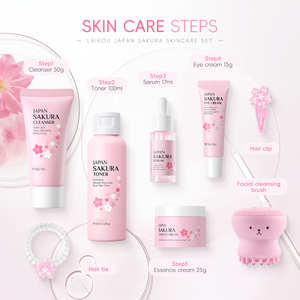 Sakura Jepang Krim Serum wajah pemutih pelembap Vegan Kit perawatan kulit nikotinamida kontrol minyak pengecil pori-pori - Product Image 2