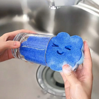 Éponge de nettoyage ménager mignonne avec support, tampon à récurer pour vaisselle, ustensiles de cuisine et évier, éponges de cuisine anti-rayures