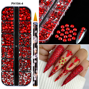 12 grilles de noël <span class=keywords><strong>rouge</strong></span> vert SS6-SS30 mixte ongles <span class=keywords><strong>strass</strong></span> brillant clair/or/rose/bleu diamant plat-dos ongles gemme pierres de verre - Product Image 3