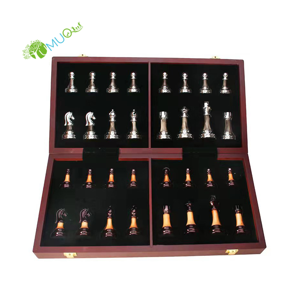 Набор деревянных шахматных досок YumuQ, 17,7 дюйма, металлические шахматные кусочки ajesus, декор для детей и взрослых, подарок