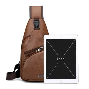 Borsa a tracolla Messenger in pelle Pu da uomo con tracolla in promozione di fabbrica con porta caricatore Usb