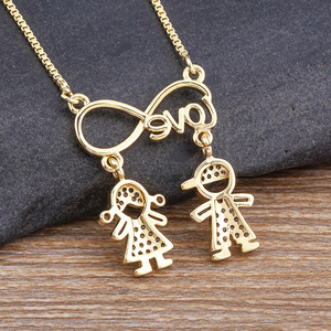 QIKU nuovo arrivo ragazza e ragazzo Infinity Love ciondolo in rame cubico zircone collana a maglie per bambini gioielli a catena regalo per la festa della mamma - Product Image 4