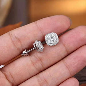 Pendientes de Diamantes Redondos Brillantes con Halo, Plata de Ley 925, Elegantes para Bodas, Fiestas y Uso Diario, Proveedor Mayorista - Product Image 6
