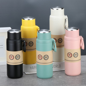 Nouvelle gourde isotherme à double paroi avec embout en silicone à ventouse, sans BPA, à large ouverture - Product Image 2