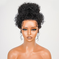 Perruque Lace Front 360 Sans Colle à Cordon Invisible Design, Bouclée Pré-Coiffée, Cheveux Humains Vierges HD Transparent avec Baby Hair