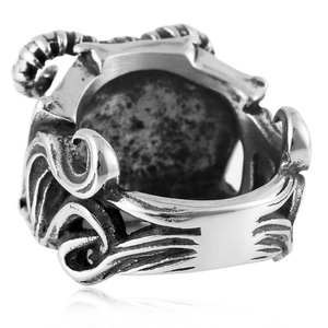 yunnique Men's <b>Titanium</b> Steel Ram <b>Ring</b> Silver Animal Geometric Design Fashion Jewelry Gift - Product Image 4