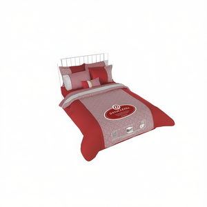 Juego de Funda Nórdica Doble Roja Baruk con Sábanas, 12 Piezas, Patrón Geométrico, Poliéster, Estilo Moderno, Ropa de Cama para el Hogar - Product Image 1