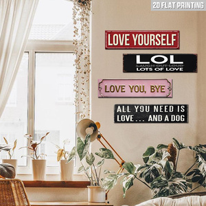 Panneau mural en métal plat avec citation amusante sur l'amour, impression 2D, effet vieilli, pour chambre à coucher, salon, décoration intérieure à suspendre - Product Image 3
