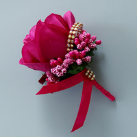 Boutonnière de marié, boutonnières pour garçons d'honneur, fleurs artificielles en soie, rose, broche, accessoires, décoration de costume de bal
