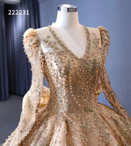 Robes de soirée longues et élégantes en organza, robe de bal à col en V, robes de fête de remise de diplôme, appliques de perles RSM222231 - Product Image 5