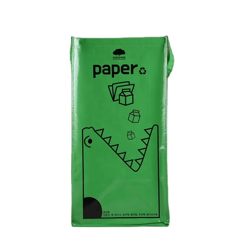 Оптовая продажа, персональный Полипропиленовый плетеный мешок для сортировки мусора, цветной печатный Пластиковый портативный Ламинирующий мешок