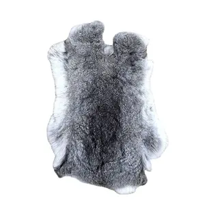 Pelli di coniglio cincillà grigio chiaro di prima qualità colore misto naturale 100% vera pelliccia di coniglio pelle di pelliccia abbronzata