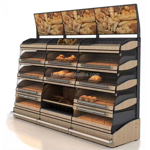 Espositore per pane in <span class=keywords><strong>legno</strong></span> e metallo in stile moderno mensola da forno per biscotti e pane espositore piano pane scaffali espositivi per pane - Product Image 1