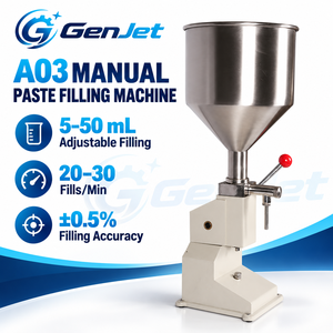 Máquina de Llenado Manual de Pistón GenJet A03 de <span class=keywords><strong>5</strong></span> a 50 ml con Tolva de 10 L para Miel, Salsas, <span class=keywords><strong>Aceite</strong></span> de Cocina y Geles de Flujo Libre - Product Image 2