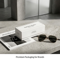 Boîte d'emballage personnalisée auto-érectible en carton pliable pour lunettes et lunettes de soleil, finition mate, impression UV, gaufrage à chaud argenté