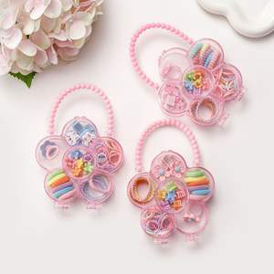 Set de Accesorios para el Cabello de Niñas: Lazos, Pinzas, Anillos, Gomas Elásticas con Diseño de Arcoíris y Flores - Product Image 3