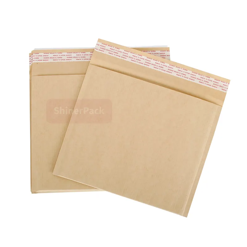 Sobres de papel de cartón Kraft impreso con logotipo de embalaje rígido superior, bolsa de cojín de papel corrugado, sobres de papel corrugado