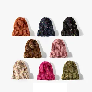 New Fashion Colorful Dots Mixed Color Knitted Cap Winter Soft Cute Warm Bonnets Outdoor Casual Warm Skullies Beanie Hats