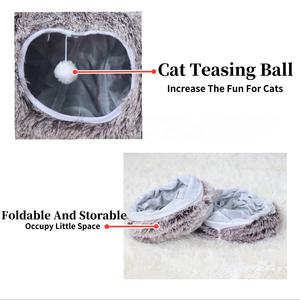 Многофункциональный зимний экологичный модный плюшевый домик-тоннель для кошек 2-в-1: мягкий складной лежак с подушкой для домашних кошек - Product Image 6