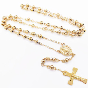 세인트 베네딕트 18k 금도금 스테인레스 스틸 묵주 목걸이 6mm 구슬 종교 긴 묵주 유행 구슬 목걸이 - Product Image 6
