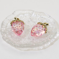 Transparent fraise pendentif stéréo décoratif fruits téléphone portable chaîne porte-clés bijoux à bricoler soi-même résultats composants plaqué
