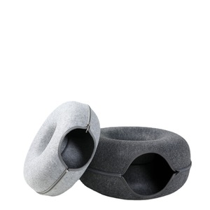 Filz Reiß verschluss Katzen bett Grau Verstecken und Suchen Katze Donuts Tunnel bett Stereo Donuts Erwärmung Sommer Winter Geschlossenes Katzen nest - Product Image 5