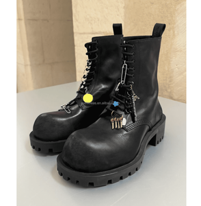 Diseño <span class=keywords><strong>de</strong></span> abalorios desgastados con punta extra redonda, Efecto desgastado, zapatos <span class=keywords><strong>de</strong></span> moda para hombre, <span class=keywords><strong>botas</strong></span> <span class=keywords><strong>de</strong></span> seguridad, botín con cordones Hummer CON ABALORIOS - Product Image 2