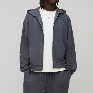 Winter Hooded Men Casual Rhinestone Tracksuit-Customized Color & Size Lightweight Quick Dry Breathable Adult Size Latest Design - Product Image 5