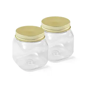 Empty 750ml 25oz Food Packaging Containers Clear PET Plastic Square Wide Mouth Jar with Lid for Honey Candy Powder Cream