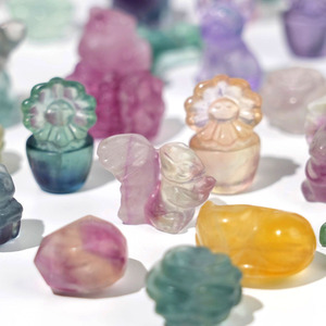 Esculturas de Animais em Cristal Natural para Cura, Mini Cães de Cristal Fluorita Arco-Íris de 0,5 polegadas, Artesanato em Pedra para Ornamentação - Product Image 3
