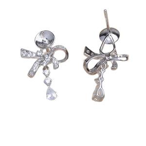 Support d'oreille en argent Wenchi S925 avec nœud, 10-12 mm, accessoires de bricolage pour bijoux en perles, semi-finis, 15669, composants de bijoux - Product Image 5