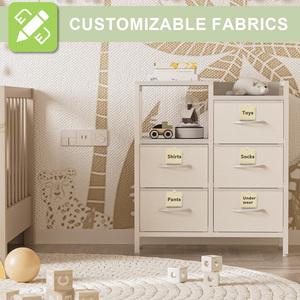 <span class=keywords><strong>Comò</strong></span> industriale a venature di legno con 5 cassetti | Armadietto di stoccaggio con struttura in metallo per camera da letto, armadio e soggiorno - Product Image 3