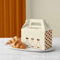 Boîte à gâteau personnalisée en papier d'art biodégradable et écologique avec poignée et fenêtre, finition mate, matériaux recyclés, qualité alimentaire